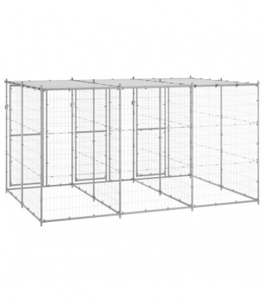 vidaXL Outdoor Dog Kennel Galvanised Steel with Roof 7.26 m²