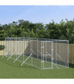 vidaXL Outdoor Dog Kennel Silver 2x10x2 m Galvanised Steel