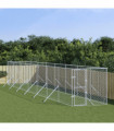 vidaXL Outdoor Dog Kennel Silver 2x14x2 m Galvanised Steel