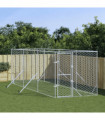 vidaXL Outdoor Dog Kennel Silver 2x6x2 m Galvanised Steel