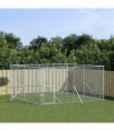 vidaXL Outdoor Dog Kennel Silver 4x4x2 m Galvanised Steel
