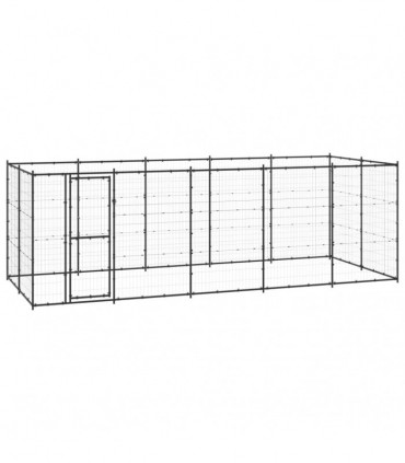 vidaXL Outdoor Dog Kennel Steel 12.1 m²