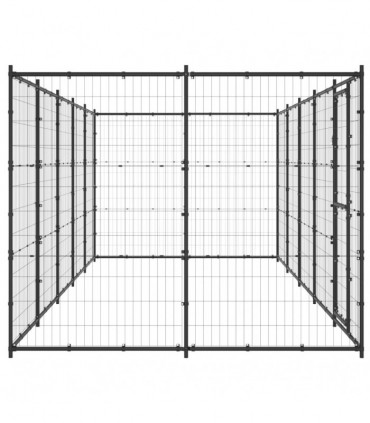 vidaXL Outdoor Dog Kennel Steel 12.1 m²