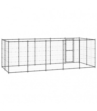 vidaXL Outdoor Dog Kennel Steel 12.1 m²