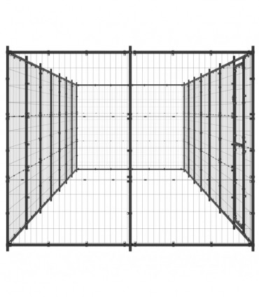 vidaXL Outdoor Dog Kennel Steel 16.94 m²