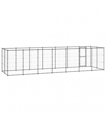 vidaXL Outdoor Dog Kennel Steel 16.94 m²