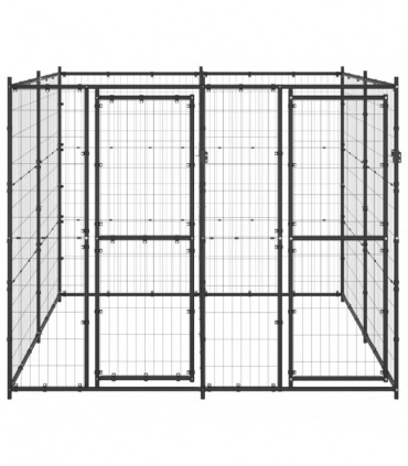 vidaXL Outdoor Dog Kennel Steel 4.84 m²