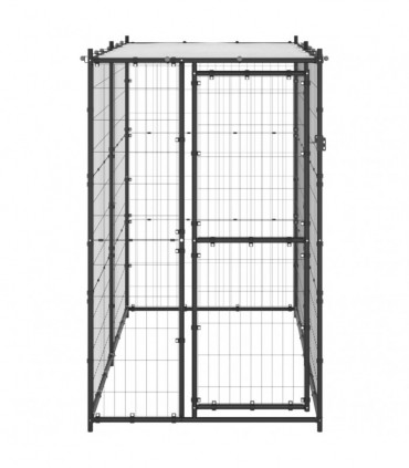 vidaXL Outdoor Dog Kennel Steel with Roof 110x220x180 cm