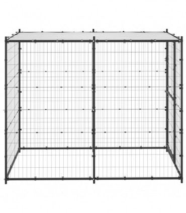 vidaXL Outdoor Dog Kennel Steel with Roof 110x220x180 cm