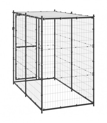 vidaXL Outdoor Dog Kennel Steel with Roof 110x220x180 cm