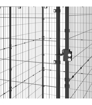 vidaXL Outdoor Dog Kennel Steel with Roof 110x220x180 cm