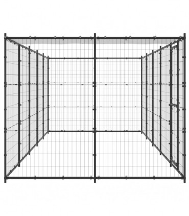 vidaXL Outdoor Dog Kennel Steel with Roof 12.1 m²