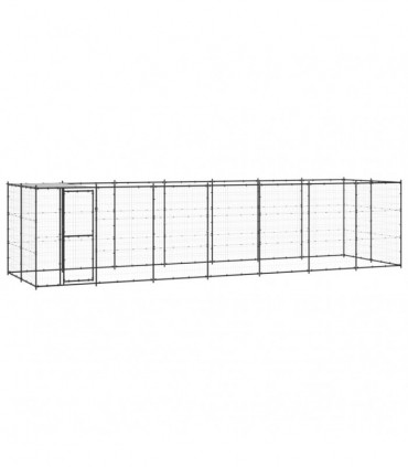 vidaXL Outdoor Dog Kennel Steel with Roof 16.94 m²