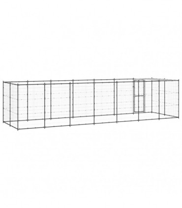 vidaXL Outdoor Dog Kennel Steel with Roof 16.94 m²