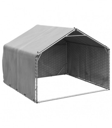 vidaXL Outdoor Dog Kennel with Cover 2x2x1.5 m Galvanised Steel