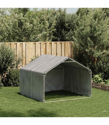 vidaXL Outdoor Dog Kennel with Cover 2x2x1.5 m Galvanised Steel