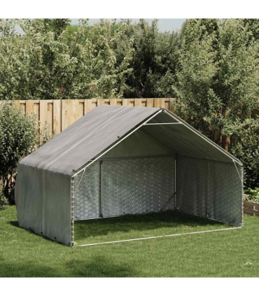vidaXL Outdoor Dog Kennel with Cover 3x2x1.9 m Galvanised Steel