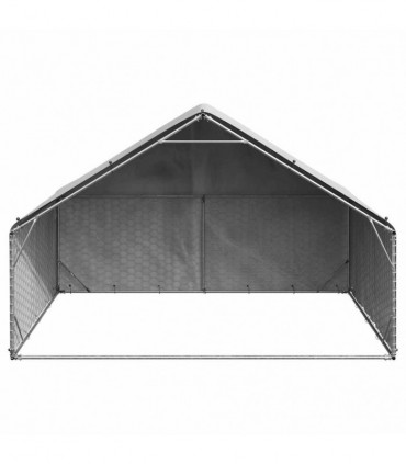 vidaXL Outdoor Dog Kennel with Cover 3x2x1.9 m Galvanised Steel