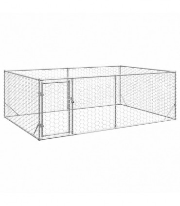 vidaXL Outdoor Dog Kennel with Door 3x2x1 m Galvanised Steel