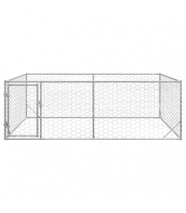 vidaXL Outdoor Dog Kennel with Door 3x2x1 m Galvanised Steel