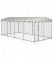 vidaXL Outdoor Dog Kennel with Roof 7.6x3.8x2.3 m