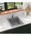 vidaXL Overmount Kitchen Sink Single Basin Granite Grey