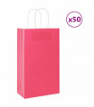 vidaXL Paper Bags 50 pcs with Handles Pink 21x11x36 cm