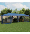 vidaXL Party Tent with 12 Mesh Sidewalls Blue 8x4 m HDPE