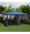 vidaXL Party Tent with 8 Mesh Sidewalls Blue 4x4 m HDPE