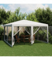 vidaXL Party Tent with 8 Mesh Sidewalls White 4x4 m HDPE