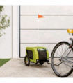 vidaXL Pet Bike Trailer Green and Black Oxford Fabric and Iron