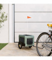 vidaXL Pet Bike Trailer Grey and Black Oxford Fabric&Iron