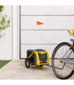 vidaXL Pet Bike Trailer Yellow and Grey Oxford Fabric and Iron