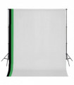 vidaXL Photo Studio Kit with 3 Cotton Backdrops Adjustable Frame 3x3m