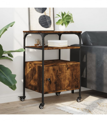 vidaXL Printer Stand 3-Tier Smoked Oak 50x40x76 cm Engineered Wood