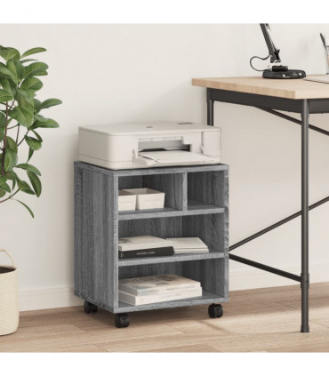 vidaXL Printer Stand with Wheels Grey Sonoma 41x32x48 cm