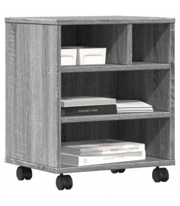 vidaXL Printer Stand with Wheels Grey Sonoma 41x32x48 cm