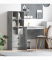 vidaXL Desk with Storage 2 pcs Concrete Grey 70 x 50 x 76 cm