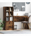 vidaXL Desk with Storage with Drawer 2 pcs Smoked Oak 90 x 40 x 76 cm