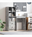 vidaXL Desk with Storage 2 pcs Concrete Grey 45.5 x 34 x 127 cm
