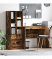 vidaXL Desk with Storage with Drawer 2 pcs Smoked Oak 80 x 50 x 76 cm
