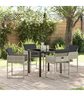 vidaXL Garden Dining Set 5 pcs Light Grey Poly Rattan