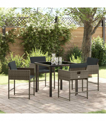 vidaXL Garden Dining Set 5 pcs Grey Poly Rattan