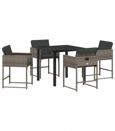 vidaXL Garden Dining Set 5 pcs Grey Poly Rattan