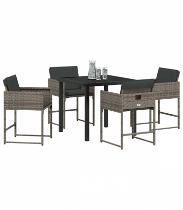 vidaXL Garden Dining Set 5 pcs Grey Poly Rattan