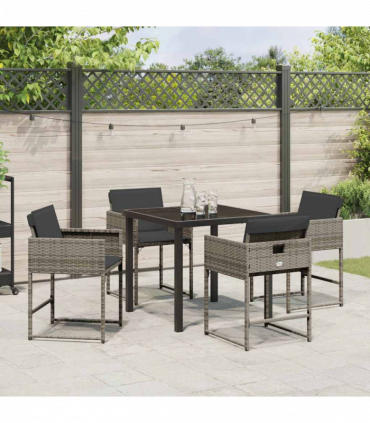 vidaXL Garden Dining Set 5 pcs Grey Poly Rattan