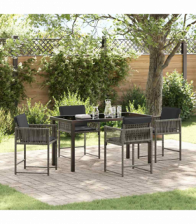 vidaXL Garden Dining Set 5 pcs Grey Poly Rattan