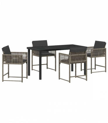 vidaXL Garden Dining Set 5 pcs Grey Poly Rattan