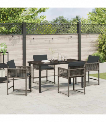 vidaXL Garden Dining Set 5 pcs Grey Poly Rattan