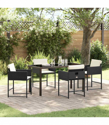 vidaXL Garden Dining Set 5 pcs Black Poly Rattan
